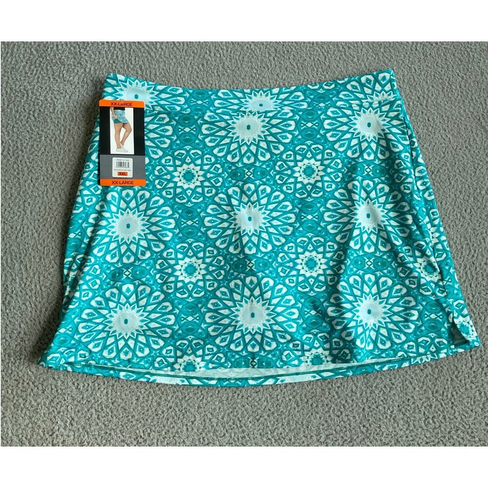 NWT Tranquility Skort 2XL Boho Geometric Pull On Stretch Blue Athletic Golf XXL